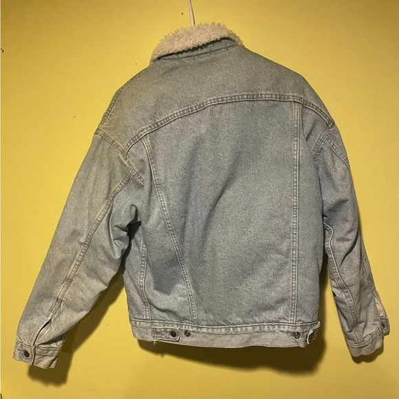 LEVI'S Vintage 1970's RAD Naturally Faded Denim Sherpa-Lined Jacket Size M - Picture 9 of 11